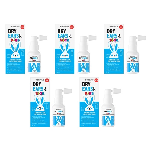 BioRevive DryEars Kids Swimmer's Ear Prevention Spray Blue 30mL Pack of 5