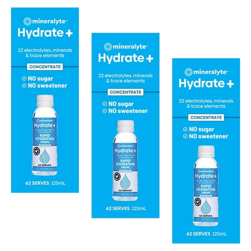 Mineralyte Hydrate + Rapid Hydration Drops 125mL Pack of 3