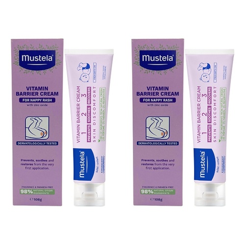 Mustela Vitamin Barrier Cream 123 for Nappy Rash 108g Pack of 2