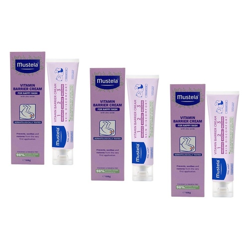 Mustela Vitamin Barrier Cream 123 for Nappy Rash 108g Pack of 3