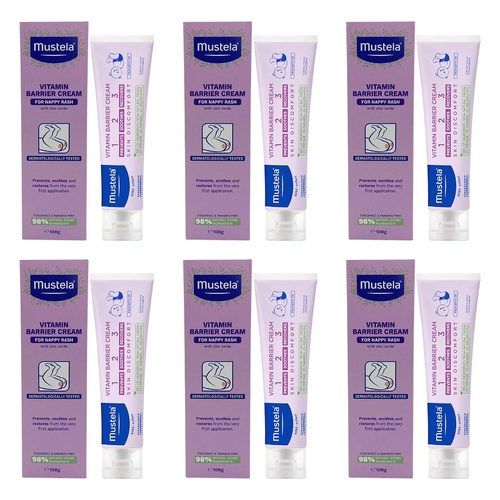 Mustela Vitamin Barrier Cream 123 for Nappy Rash 108g Pack of 6