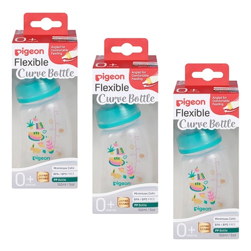 Pigeon Slim Neck Curve Bottle Home 150mL Pack of 3