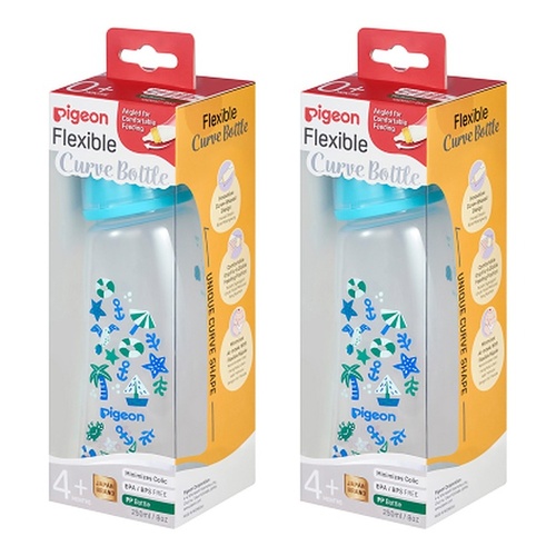 Pigeon Slim Neck Curve Bottle Beach 250mL Pack of 2