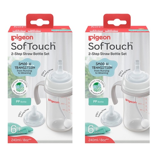 Pigeon SofTouch 2-Step Straw Bottle Set 6+ Months 240mL Pack of 2