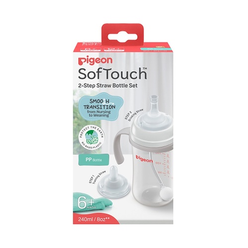 Pigeon SofTouch 2-Step Straw Bottle Set 6+ Months 240mL