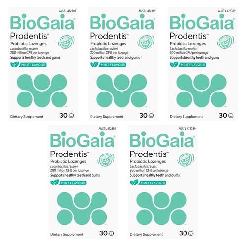 BioGaia Prodentis Probiotic Lozenges Mint 30 Pack Bundle of 5