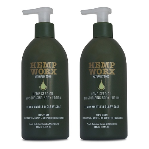 Hemp Worx Lemon Myrtle & Clary Sage Body Lotion 300mL Pack of 2