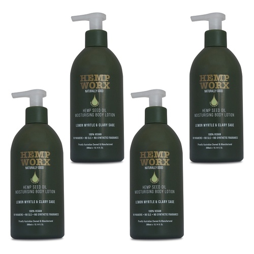 Hemp Worx Lemon Myrtle & Clary Sage Body Lotion 300mL Pack of 4