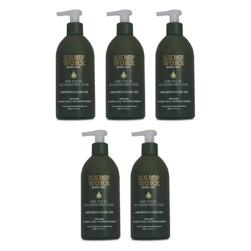 Hemp Worx Lemon Myrtle & Clary Sage Body Lotion 300mL Pack of 5