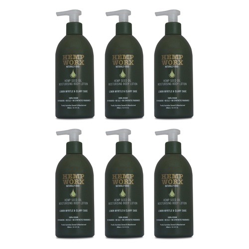 Hemp Worx Lemon Myrtle & Clary Sage Body Lotion 300mL Pack of 6