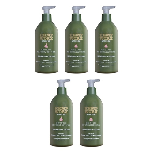 Hemp Worx Rose Geranium & Patchouli Body Lotion 300mL Pack of 5