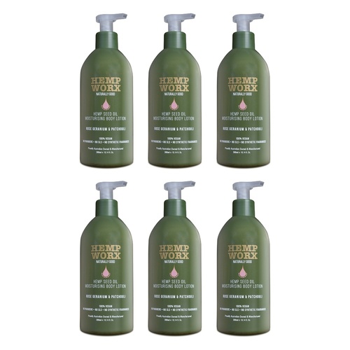 Hemp Worx Rose Geranium & Patchouli Body Lotion 300mL Pack of 6