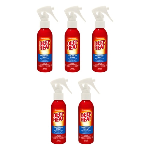 Deep Heat Pain Relief Spray 100mL Pack of 5