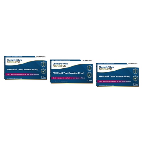 Chemists' Own PROCHECK FSH Rapid Test Cassette 2 Pack Bundle of 3
