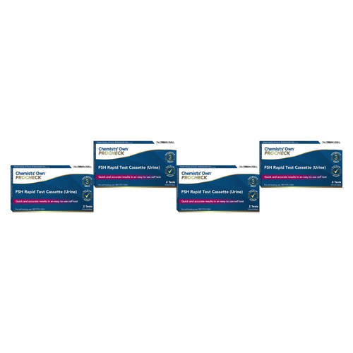 Chemists' Own PROCHECK FSH Rapid Test Cassette 2 Pack Bundle of 4