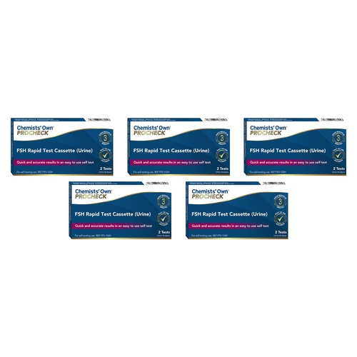 Chemists' Own PROCHECK FSH Rapid Test Cassette 2 Pack Bundle of 5