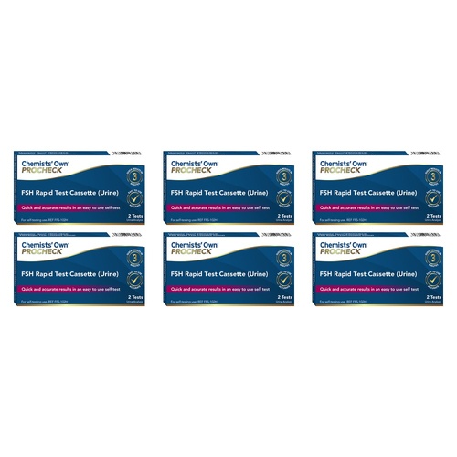 Chemists' Own PROCHECK FSH Rapid Test Cassette 2 Pack Bundle of 6