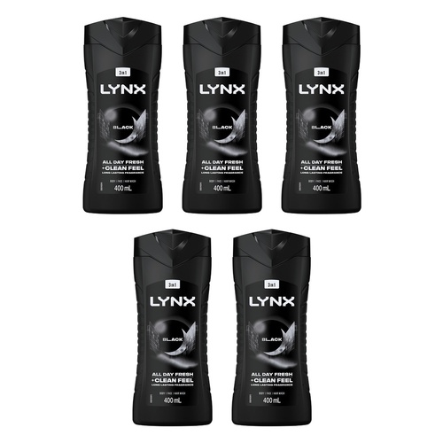 Lynx Black 3-in-1 Body Wash 400mL Pack of 5
