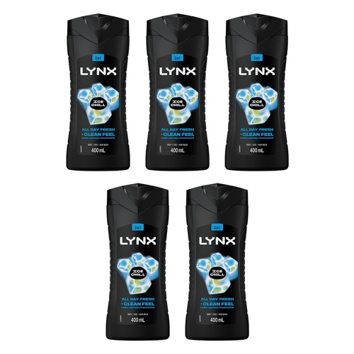 Lynx Ice Chill 3-in-1 Body Wash 400mL Pack of 5