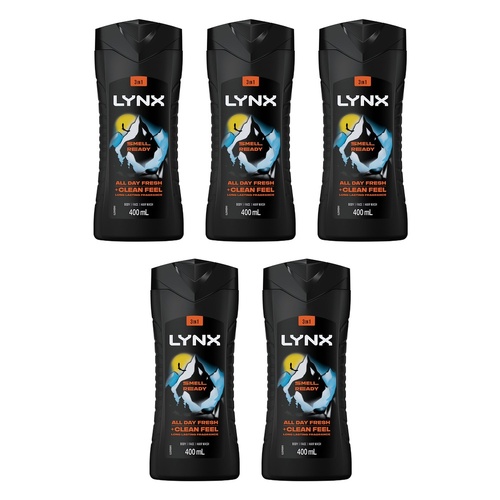 Lynx Smell Ready 3-in-1 Body Wash 400mL Pack of 5