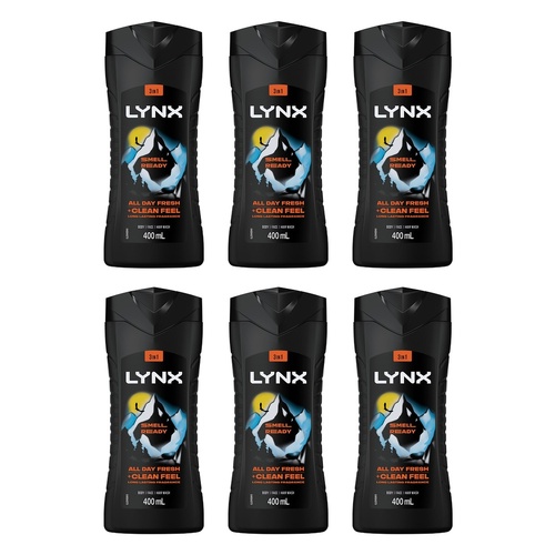 Lynx Smell Ready 3-in-1 Body Wash 400mL Pack of 6
