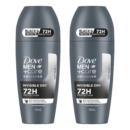 Dove Men Deodorant Advanced 72HR Invisible Dry Roll-On 50mL Pack of 2