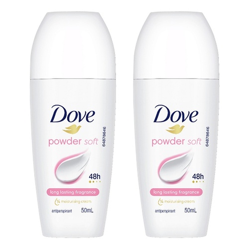 Dove Antiperspirant 48HR Powder Soft Roll-On 50mL Pack of 2