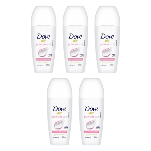 Dove Antiperspirant 48HR Powder Soft Roll-On 50mL Pack of 5