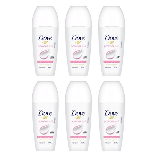 Dove Antiperspirant 48HR Powder Soft Roll-On 50mL Pack of 6