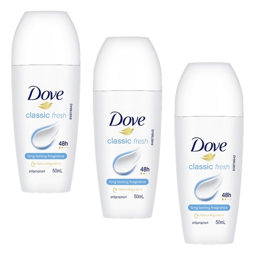 Dove Antiperspirant 48HR Classic Fresh Roll-On 50mL Pack of 3