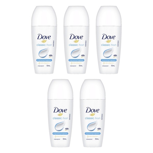 Dove Antiperspirant 48HR Classic Fresh Roll-On 50mL Pack of 5