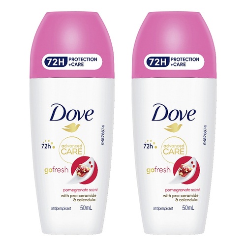 Dove Advanced Care Antiperspirant 72HR Protection Pomegranate Roll-On Pack of 2
