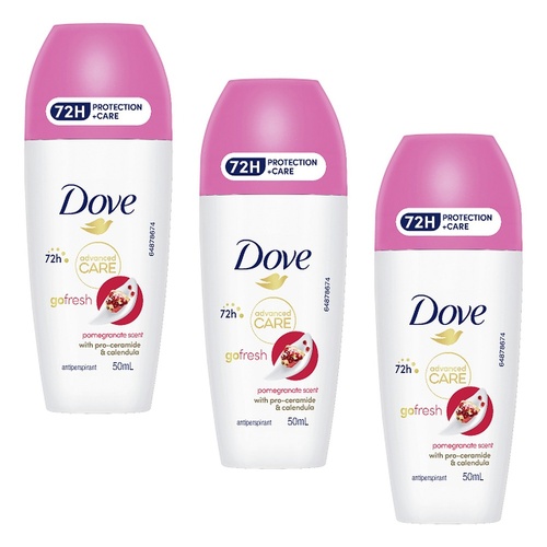 Dove Advanced Care Antiperspirant 72HR Protection Pomegranate Roll-On Pack of 3