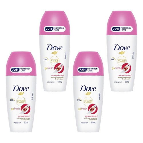 Dove Advanced Care Antiperspirant 72HR Protection Pomegranate Roll-On Pack of 4