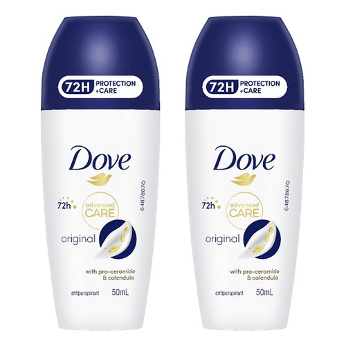 Dove Advanced Care Antiperspirant 72HR Protection Original Roll-On Pack of 2