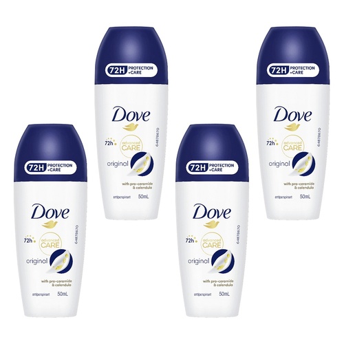 Dove Advanced Care Antiperspirant 72HR Protection Original Roll-On Pack of 4