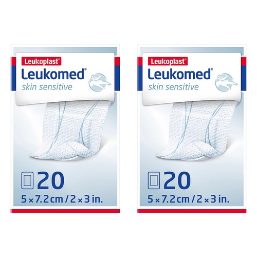 Leuko Leukomed Skin Sensitive Sterile Wound Dressing 5cm x 7.2cm 20 Bundle of 2