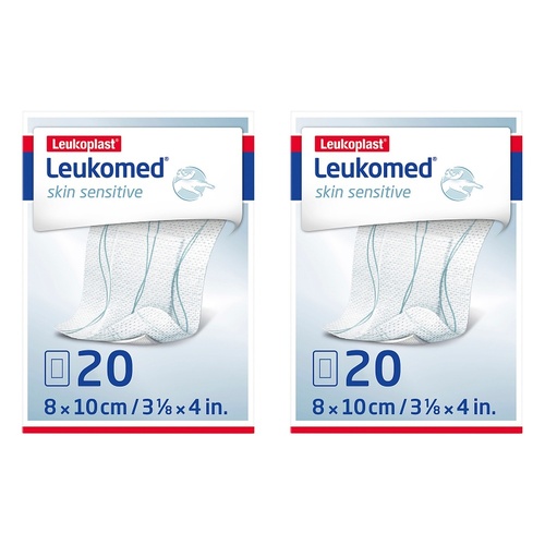 Leuko Leukomed Skin Sensitive Sterile Wound Dressing 8cm x 10cm 20 Bundle of 2
