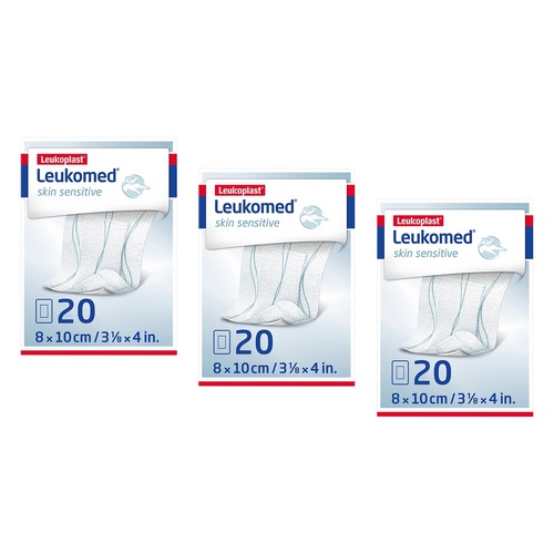 Leuko Leukomed Skin Sensitive Sterile Wound Dressing 8cm x 10cm 20 Bundle of 3