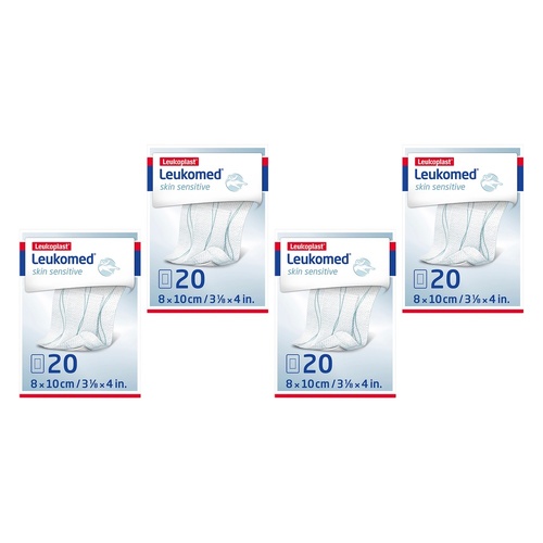 Leuko Leukomed Skin Sensitive Sterile Wound Dressing 8cm x 10cm 20 Bundle of 4