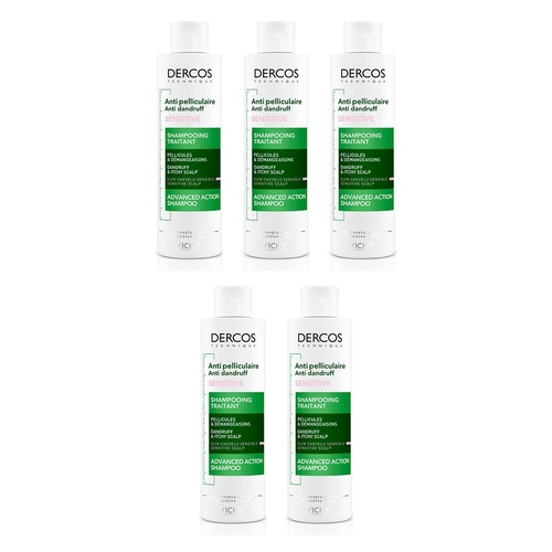 Dercos Anti-Dandruff Shampoo for Sensitive Scalp 200mL Pack of 5