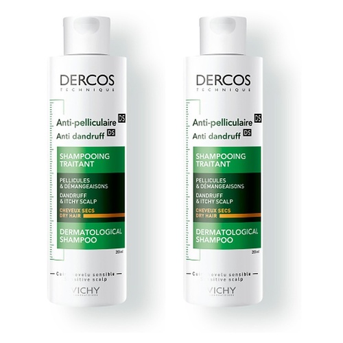 Dercos Anti-Dandruff DS Shampoo for Dry Hair 200mL Pack of 2