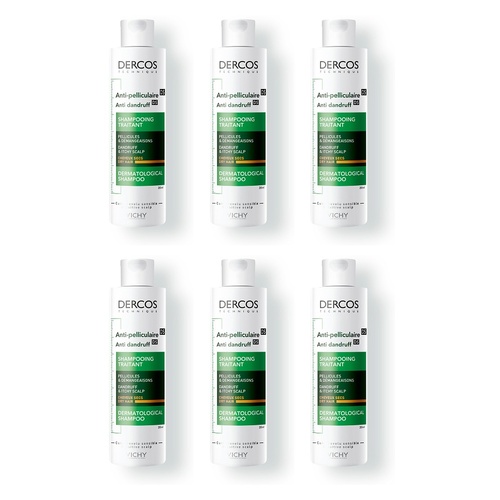 Dercos Anti-Dandruff DS Shampoo for Dry Hair 200mL Pack of 6