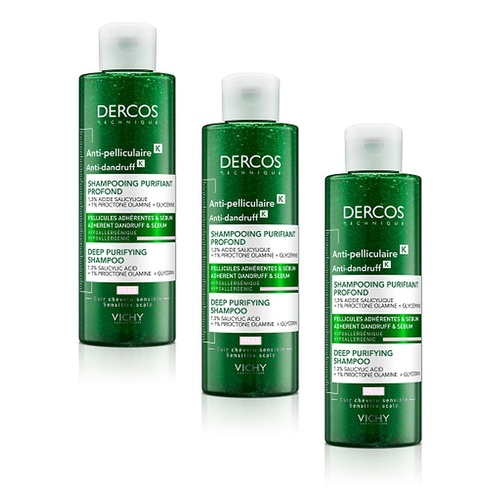 Dercos Anti-Dandruff K Deep Purifying Shampoo 200mL Pack of 3