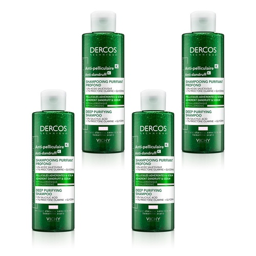Dercos Anti-Dandruff K Deep Purifying Shampoo 200mL Pack of 4