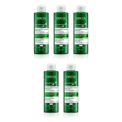 Dercos Anti-Dandruff K Deep Purifying Shampoo 200mL Pack of 5