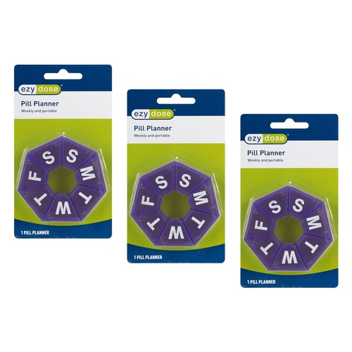 Ezy Dose 7-day 7-sided Pill Reminder Pack of 3