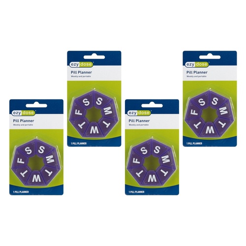 Ezy Dose 7-day 7-sided Pill Reminder Pack of 4