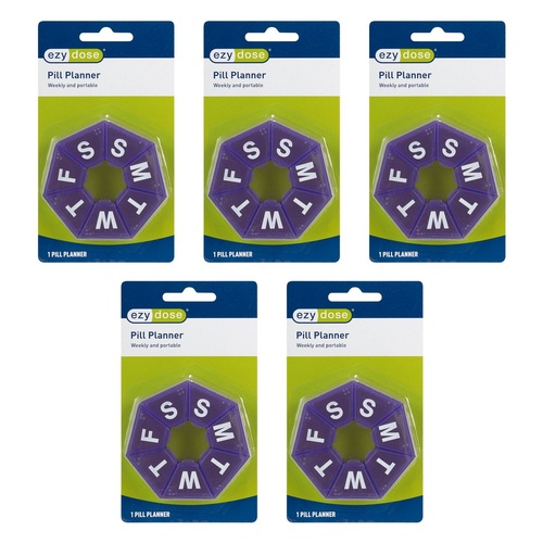 Ezy Dose 7-day 7-sided Pill Reminder Pack of 5