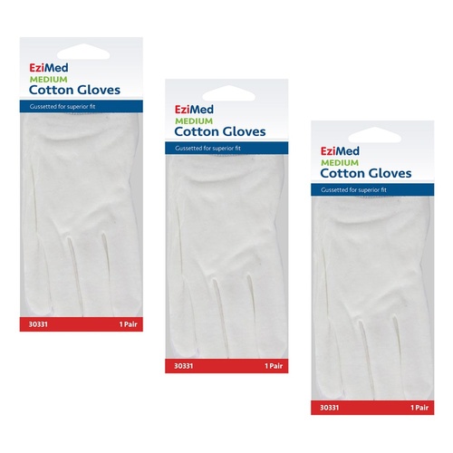 EziMed Cotton Gloves Medium Pack of 3